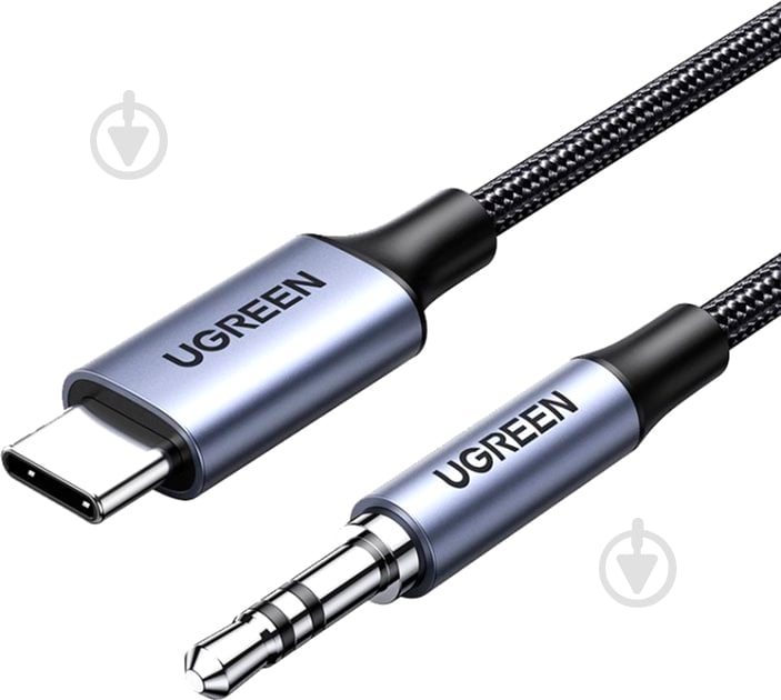 Кабель UGREEN CM450 USB-C Male to 3.5mm Male Audio Cable with Chip 1 м black (20192) - фото 1