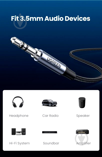 Кабель UGREEN CM450 USB-C Male to 3.5mm Male Audio Cable with Chip 1 м black (20192) - фото 2