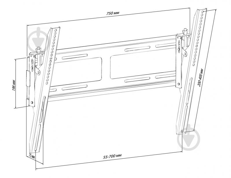 Крепление для телевизора KSL WM3N-B наклонные 42"-63" черный - фото 3