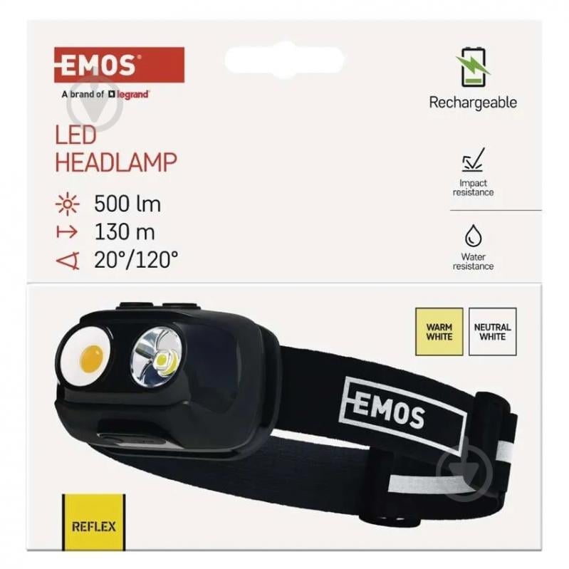 Ліхтар налобний Emos 1200 mAh 500 Lm 02 чорний P3542 - фото 2