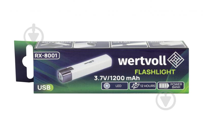 Ліхтарик MasterTool 3 режими 1W LED 80 lum/7000K/60 м/power bank/USB/Li-ion1200mAh/ABS WHITE (RX-8001) білий - фото 8