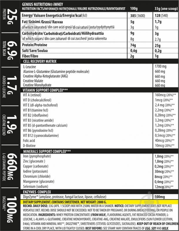 Протеїн Genius Nutrition iWhey печиво з кремом 900 г - фото 2