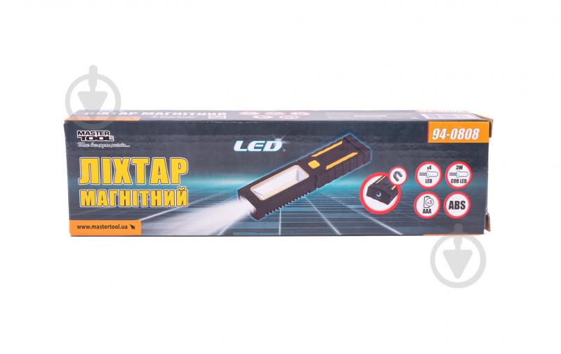 Ліхтар світлодіодний MasterTool ручний магнітний з підвісом 4*0,4W LED/3W COB LED/150 lum/8000К/10 м/3xAAA ABS - фото 7