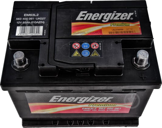 Акумулятор автомобільний Energizer Premium 6 CT-63-R 63Ah 610A 12V «+» праворуч (563 400 061) - фото 2