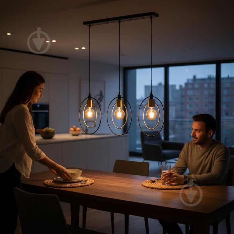 Світильник підвісний Sensio Venus 3x40 Вт E27 чорний із золотим ALG-07477/3L - фото 6 Світильник підвісний Sensio Venus 3x40 Вт E27 чорний із золотим ALG-07477/3L - фото 6