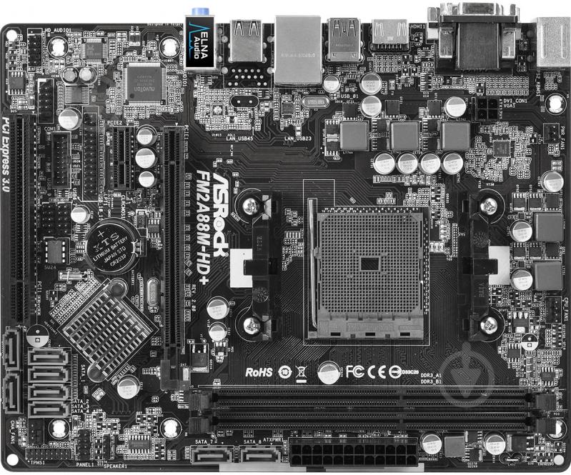 Материнська плата ASRock FM2A88M-HD+ R2.0 (Socket FM2+, AMD A88X, mirco ATX) - фото 1