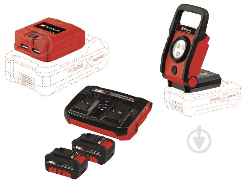 Адаптер Einhell 18,0V 4Ah TE-CP 18 Li USB і Ліхтар TE-CL 18 Li (4514110) 4514120 Set4 - фото 1