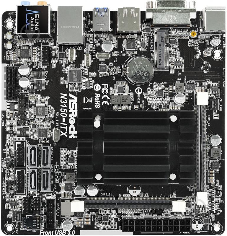 Материнська плата ASRock N3150-ITX (Integrated CPU, SoC, mini ITX) - фото 1