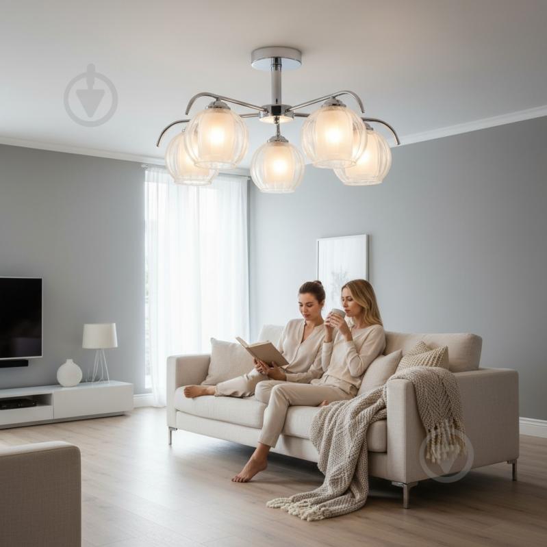 Люстра стельова Sensio Aquarius 5x40 Вт E27 білий/хром ALG-07488/5 - фото 6