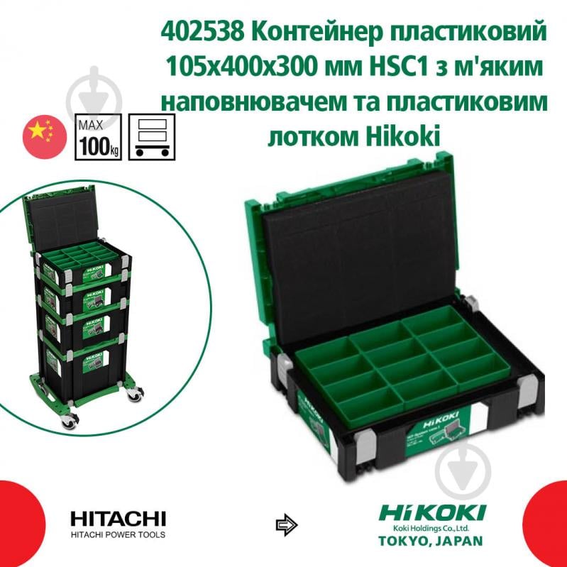 Контейнер-органайзер для хранения HIKOKI 105х400х300 мм HSC1 с лотком 402538 - фото 2