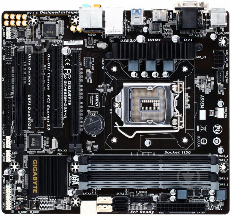 Материнська плата Gigabyte GA-B85M-D3H-A (Socket 1150, Intel B85, mirco ATX) - фото 1