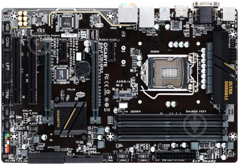 Материнская плата Gigabyte GA-Z170-HD3 (Socket 1151, Intel Z170, ATX) - фото 1