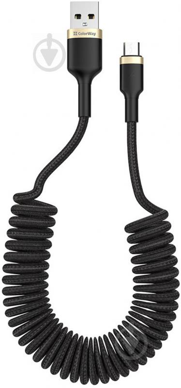 Кабель ColorWay USB - MicroUSB (spiral) 2.4А 1,5 м black (CW-CBUM051-BK) - фото 2