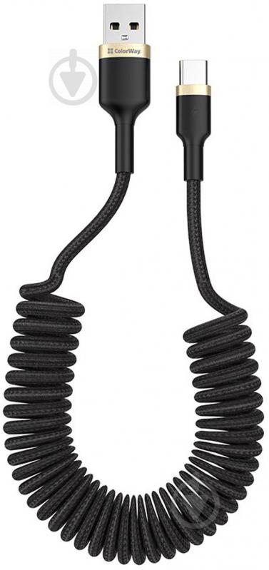 Кабель ColorWay USB - Type-C (spiral) 2.4А 1,5 м black (CW-CBUC051-BK) - фото 2