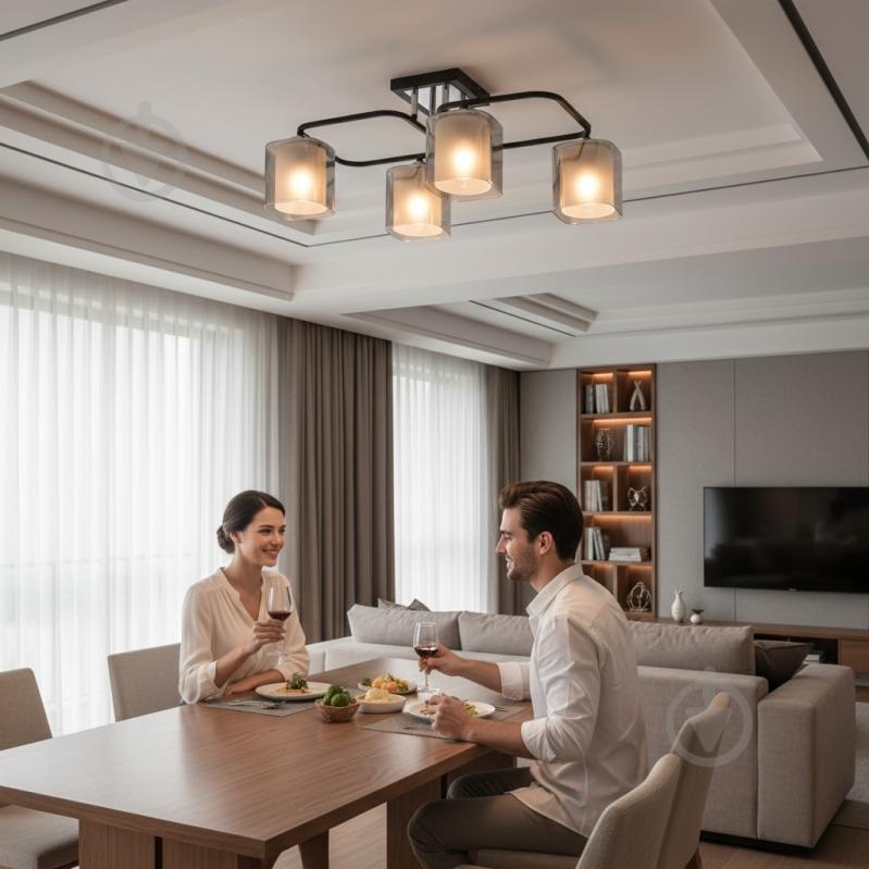 Люстра стельова Sensio Hercules 4x40 Вт E27 чорний/димчастий ALG-07552/4 - фото 6 Люстра стельова Sensio Hercules 4x40 Вт E27 чорний/димчастий ALG-07552/4 - фото 6