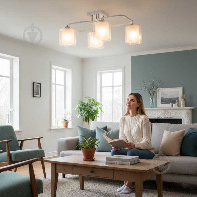 Люстра потолочная Sensio Eridanus 4x40 Вт E27 белый ALG-07553/4 - фото 6