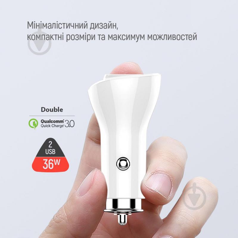 Автомобильное зарядное устройство ColorWay 2USB Quick Charge 3.0 (36W) белый - фото 16