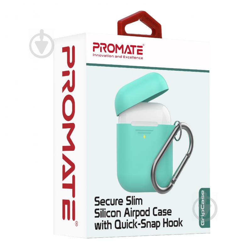 Чехол для наушников Promate GripCase для Apple AirPods green (gripcase.green) - фото 6