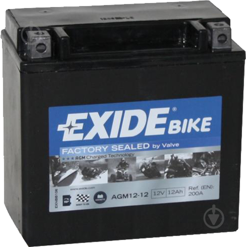 Аккумулятор автомобильный EXIDE AGM 12Ah 200A 12V «+» слева (AGM12-12) - фото 1