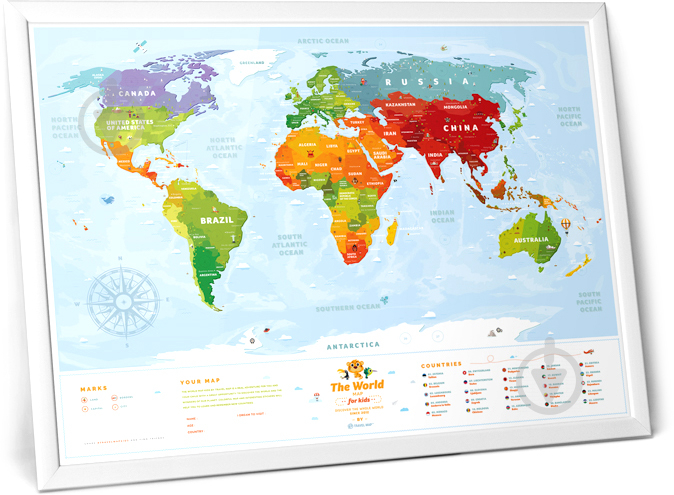 Интерактивная карта мира Travel Map Kids Animals (тубус) - фото 1