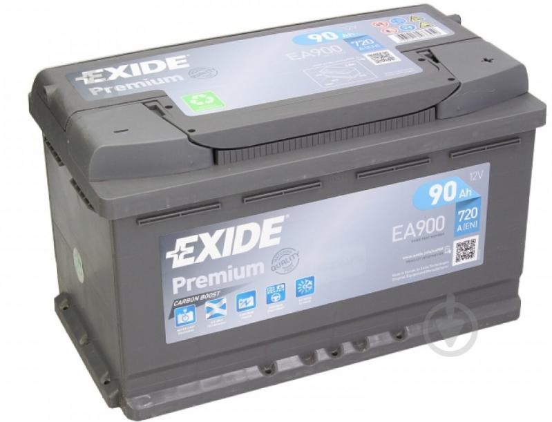 Аккумулятор автомобильный EXIDE Premium 90Ah 720A 12V «+» справа (EA900) - фото 1