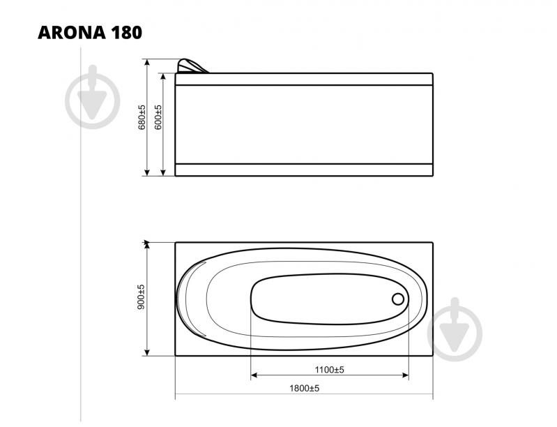 Ванна акрилова WGT Rialto Arona 180,5х90,5 см - фото 3
