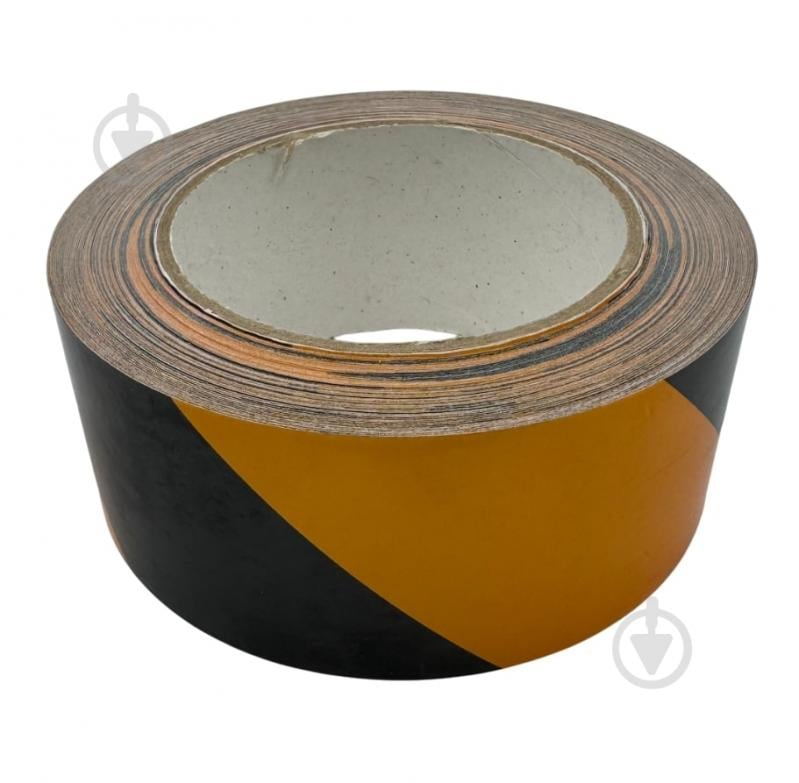 Стрічка сигнальна самоклейка жовто-чорна 48 мм 33 м - фото 2
