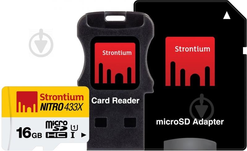 Карта памяти STRONTIUM miсroSDHC 16 ГБ UHS Speed Class 1 (U1) Nitro 433X (SRN16GTFU1C) - фото 1