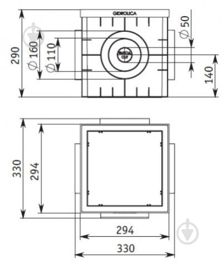 Дощоприймач пластиковий Gidrolica 300x300 з решіткою чавунною, пластиковою корзиною та сифонами - фото 5