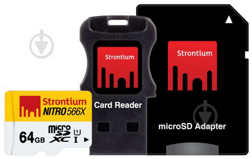 Карта пам'яті STRONTIUM microSDXC 64 ГБ UHS Speed Class 1 (U1) Nitro 566X (SRN64GTFU1C) - фото 1