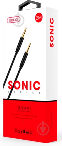 Кабель Recci mini-jack 3,5 мм 2 м чорний (441051) Sonic AUX 3.5 - фото 3