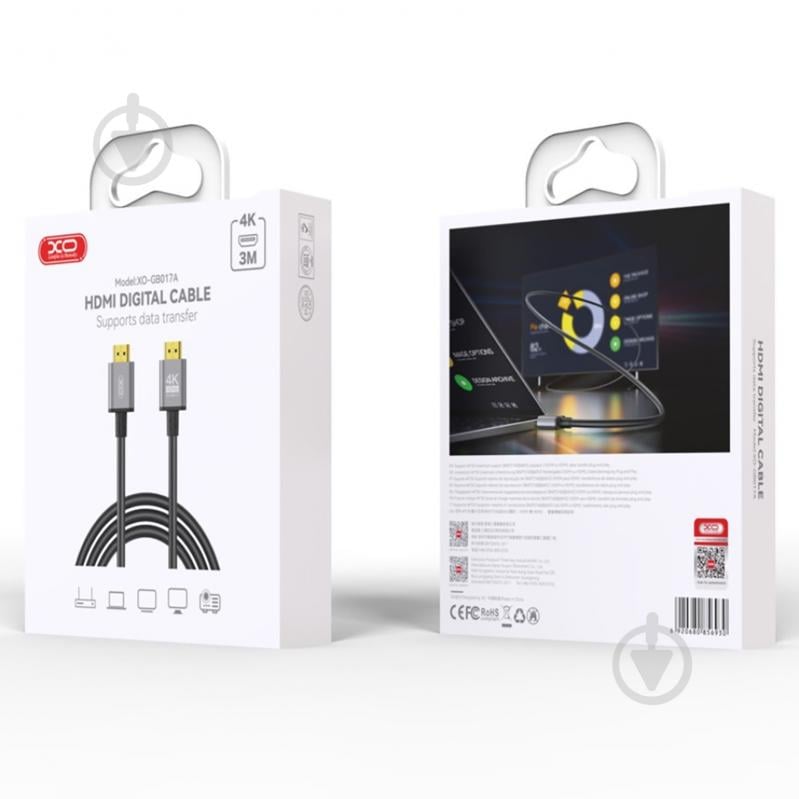 Кабель Xo GB017A-HDMI to HDMI v2.0 3 м сріблястий (GB017A-HDMI.tranish) - фото 7