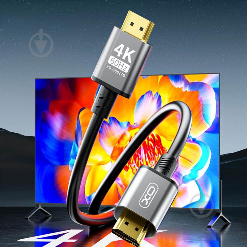 Кабель Xo GB017B-HDMI to HDMI v2.0 5 м сріблястий (GB017B-HDMI.tranish) - фото 4