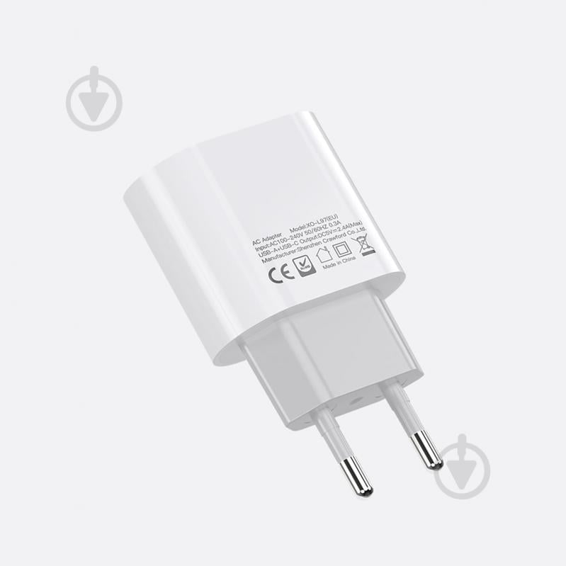 Мережевий зарядний пристрій Xo L97 USB-A, USB-C 12W White (L97.white) - фото 4