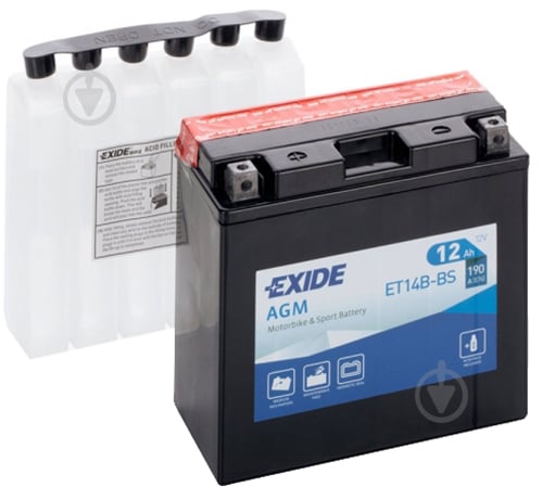 Аккумулятор автомобильный EXIDE 6СТ 12Ah 190A 12V «+» слева (ET14B-BS) - фото 1