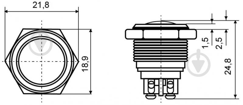 Кнопка живлення EMT 19 мм без фіксації 220V 11-0686 - фото 3