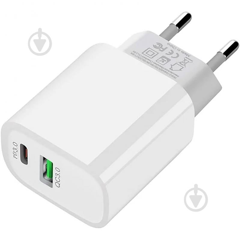 Мережевий зарядний пристрій Xo L64 USB-A, USB-C 18W White (L64.white) - фото 3