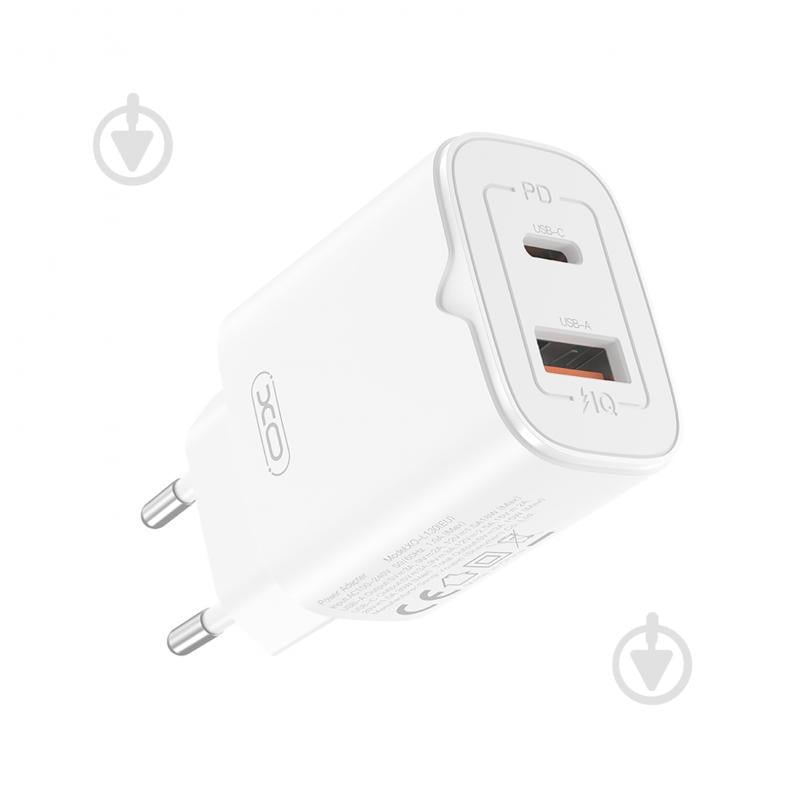 Мережевий зарядний пристрій Xo L130 PD30W, QC18W USB-A, USB-C White (L130.white) - фото 1