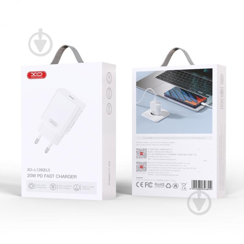 Сетевое зарядное устройство Xo L126 20W USB-C White (L126.white) - фото 8