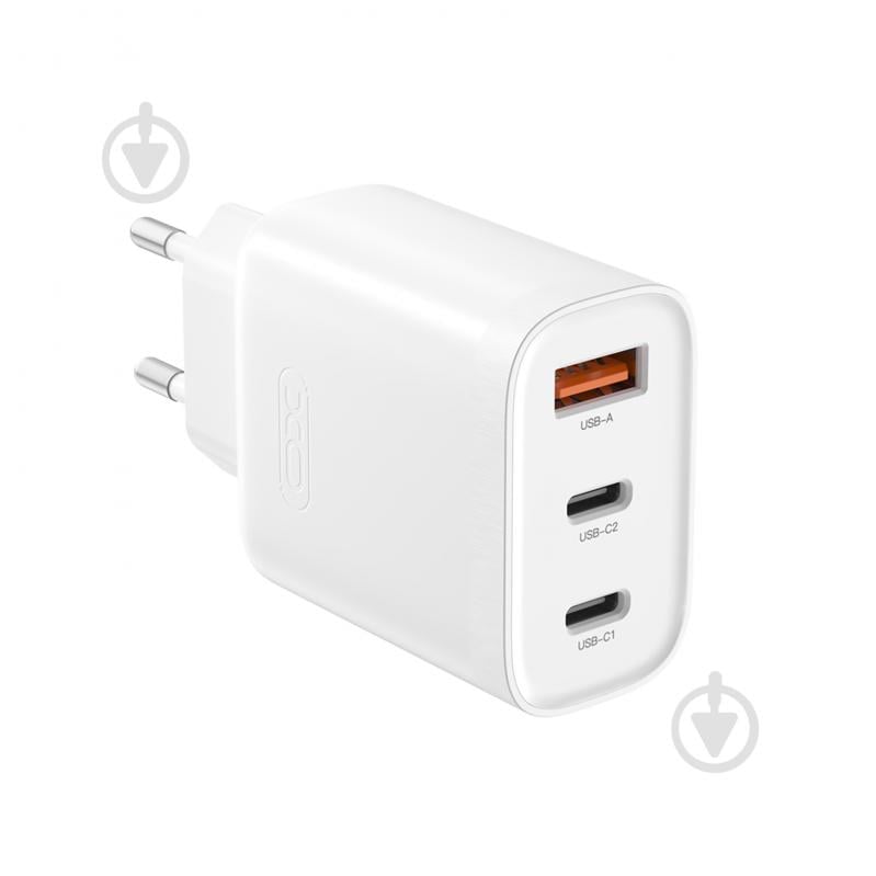 Мережевий зарядний пристрій Xo L117 PD45W, QC18W USB-A 2xUSB-C White (L117.white) - фото 1