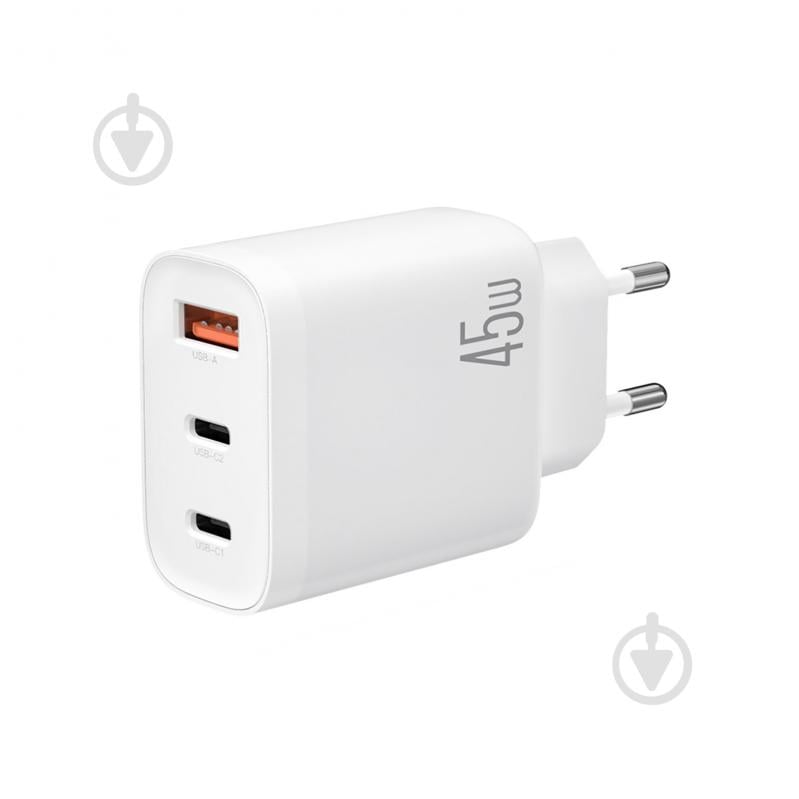 Мережевий зарядний пристрій Xo L117 PD45W, QC18W USB-A 2xUSB-C White (L117.white) - фото 2