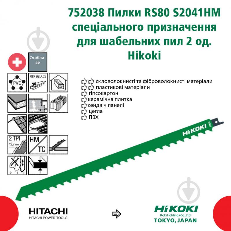 Пилочка для сабельной пилы Hitachi RS80 S2041HM 2 шт. 752038 - фото 2
