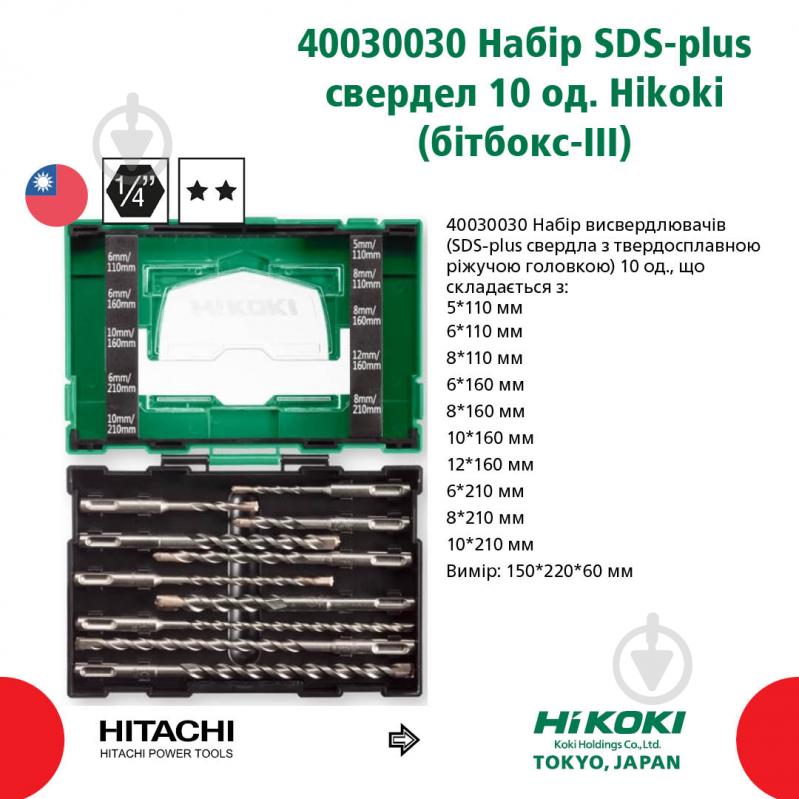 Набор сверл по бетону HIKOKI SDS-plus 10 шт. 40030030 - фото 2