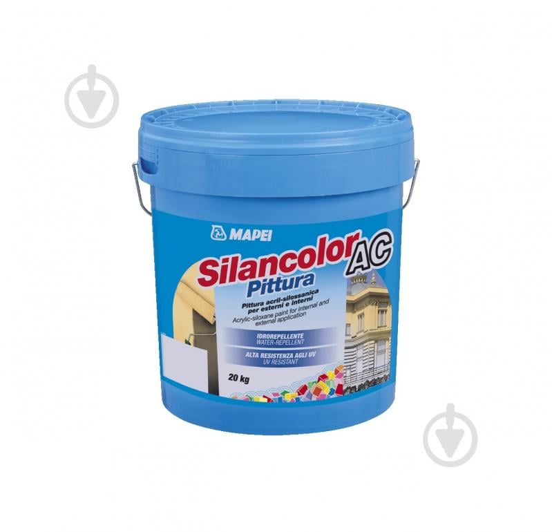 Краска акриловая силоксановая с колорированием Mapei Silancolor AC Base T мат прозрачная 20 кг - фото 1