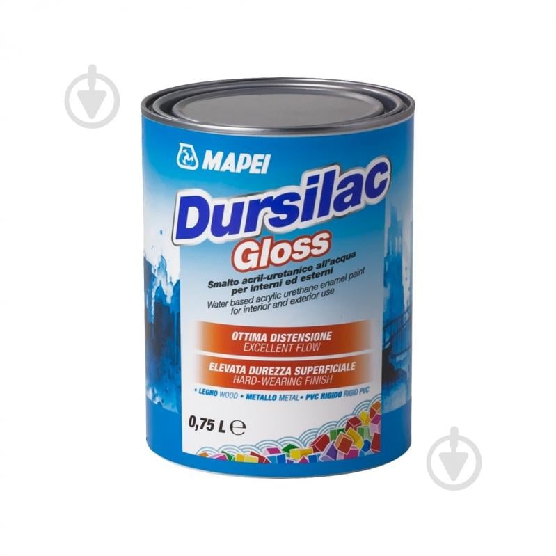Емаль акрилова універсальна Mapei на водній основі Dursilac Gloss Base P глянець глянець 0,75 л - фото 1 Емаль акрилова універсальна Mapei на водній основі Dursilac Gloss Base P глянець глянець 0,75 л - фото 1