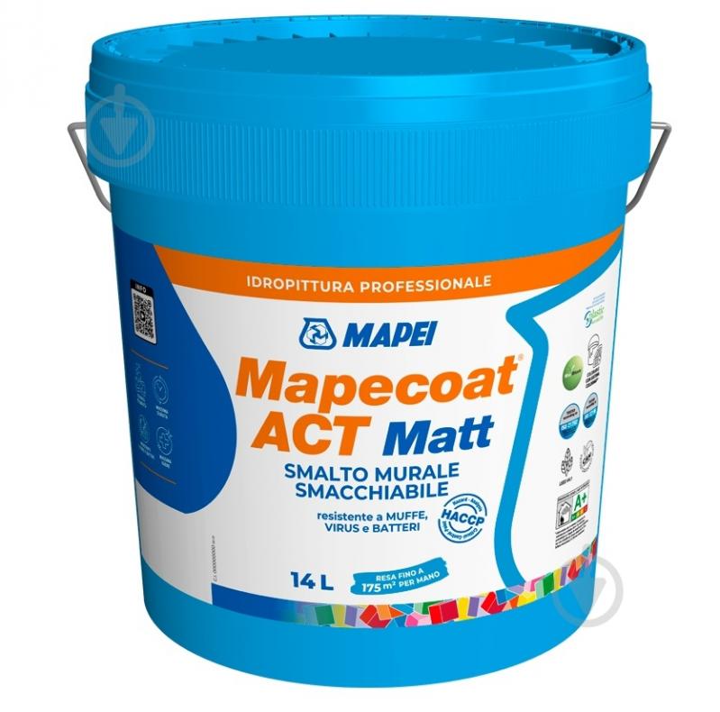 Фарба бактерицидна акрилова Mapei Mapecoat ACT Matt Base T мат 4 л - фото 1 Фарба бактерицидна акрилова Mapei Mapecoat ACT Matt Base T мат 4 л - фото 1