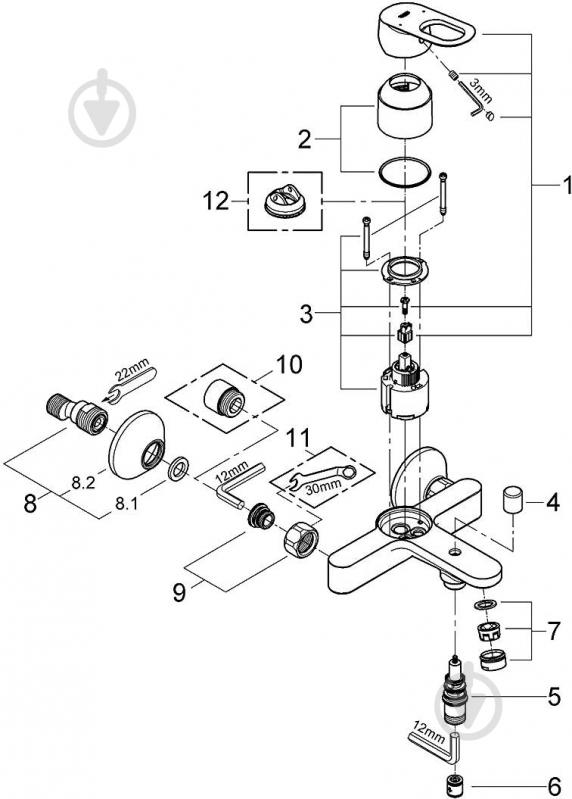 Смеситель для ванны Grohe BauLoop (23341000) - фото 3
