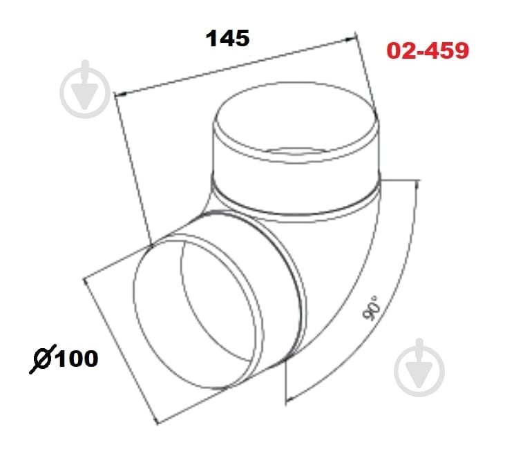 Коліно 90° AirRoxy кругле ф100 кут 90° 02-459 - фото 2