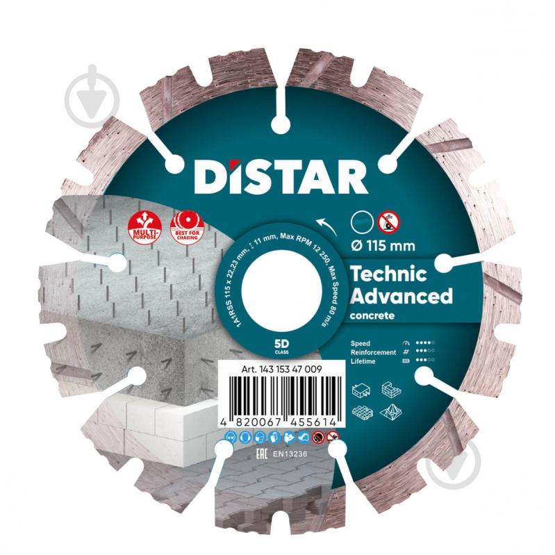 Диск алмазный отрезной Distar 1A1RSS/C3 Technic Advanced 115x2,2x22,23 14315347009 - фото 1