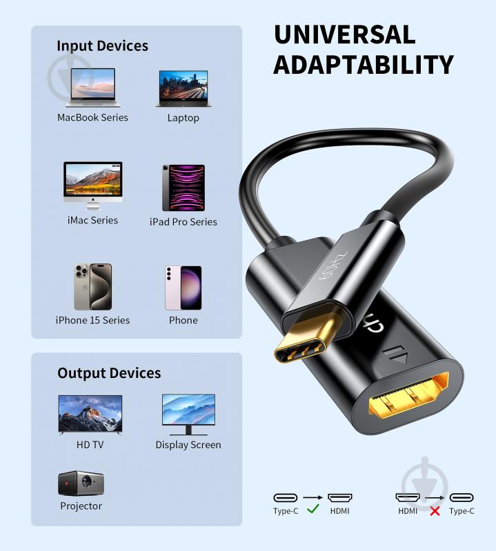 Адаптер Choetech Type-C до HDMI чорний (ADAPT-CHOE-HUB-H04) - фото 4